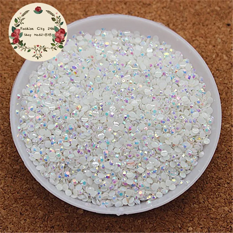 2mm/2.5mm 5000pcs/pack Resin Flatback Rhinestone Jelly White AB 14 facets DIY nail art mobile phone decoration