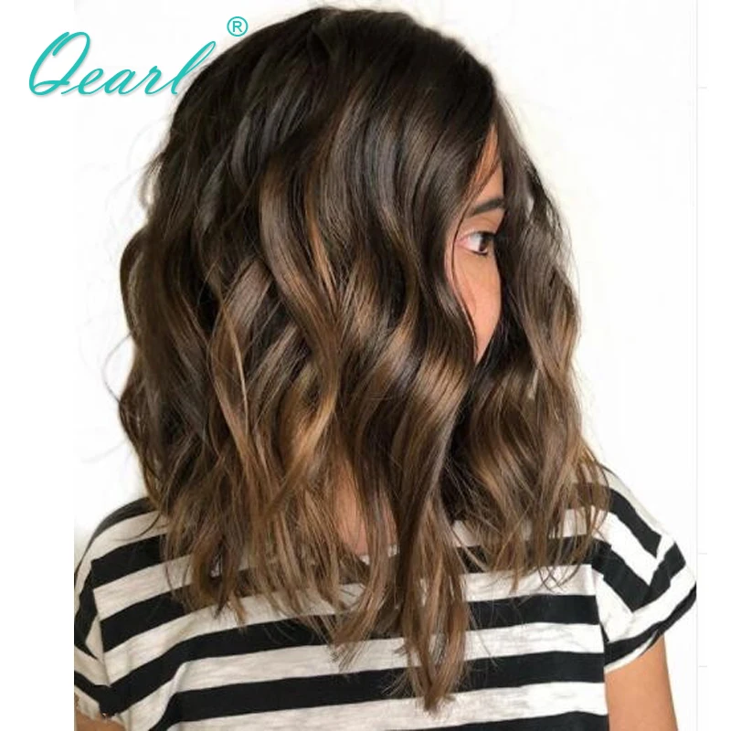 Bob curto perucas de cabelo humano real peruca dianteira do laço marrom mel loira destaques 13x4 hd laço frontal perucas barato virgem qearl