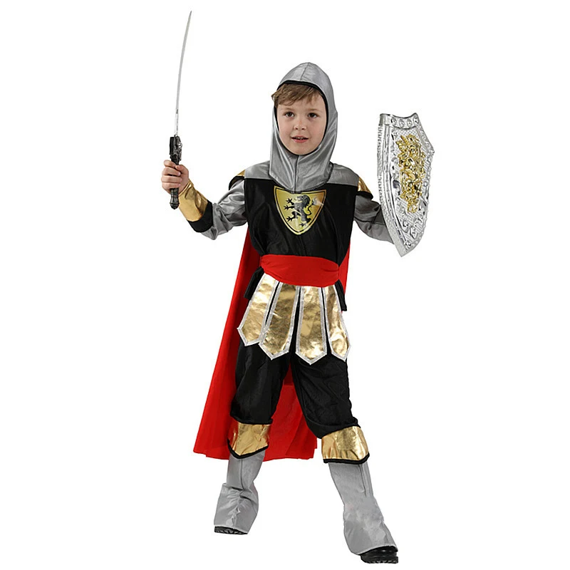 Halloween Cosplay Costumes Set para crianças, Masquerade Party, Royal Warrior Knight, Boys Soldier, crianças, novo, 2020