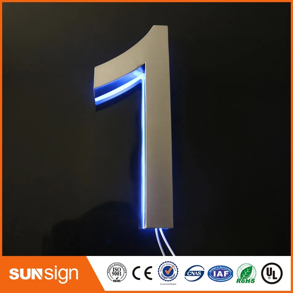 H 15cm venda quente de aço inoxidável 304 4 "serviço do oem da placa do número do tamanho da altura com diodo emissor de luz