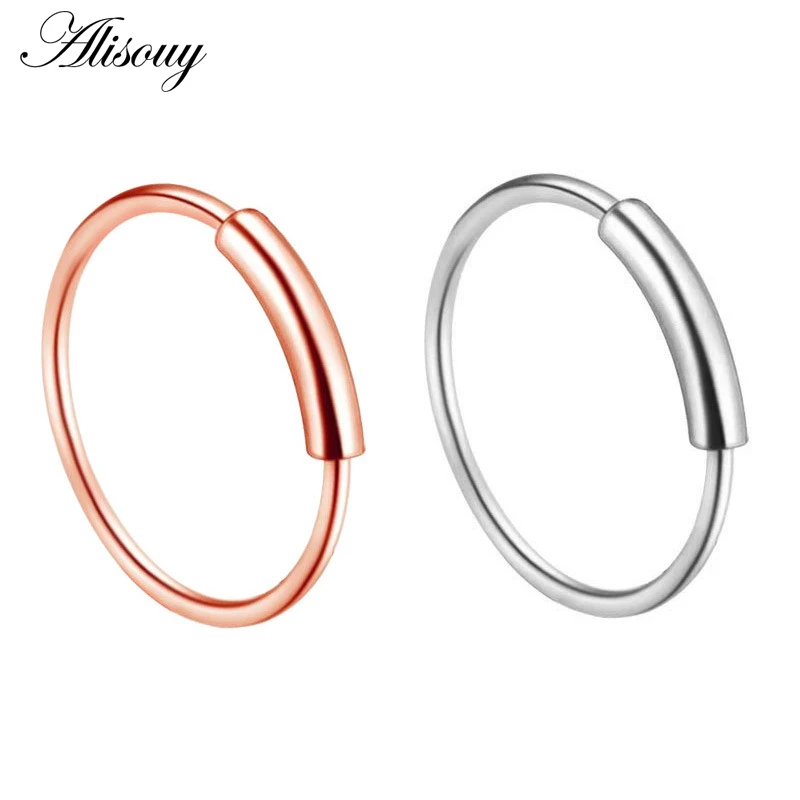 New 1PC Steel 20G Faux Nose Rings Fake Septum Rings Hoop Nostril Daith Piercing Fake Clip on Nose Rings Oreja Piercings Jewelry