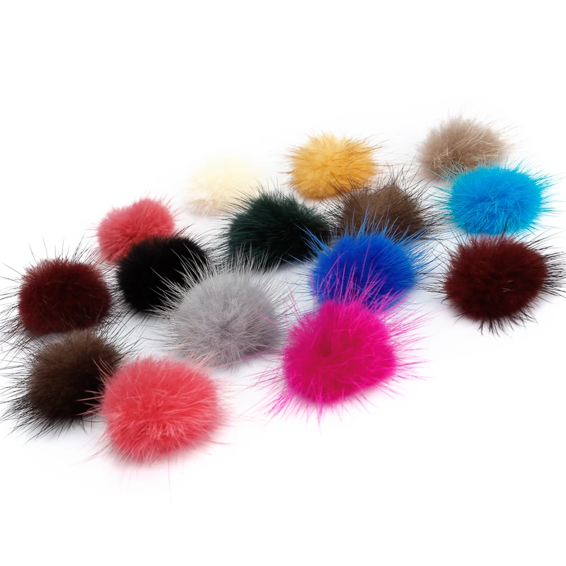 Mink Fur Ball 100PCS 30MM Fur Pompom DIY Jewelry Findings Mink Ball for shoes jewelry cloth Findings Components