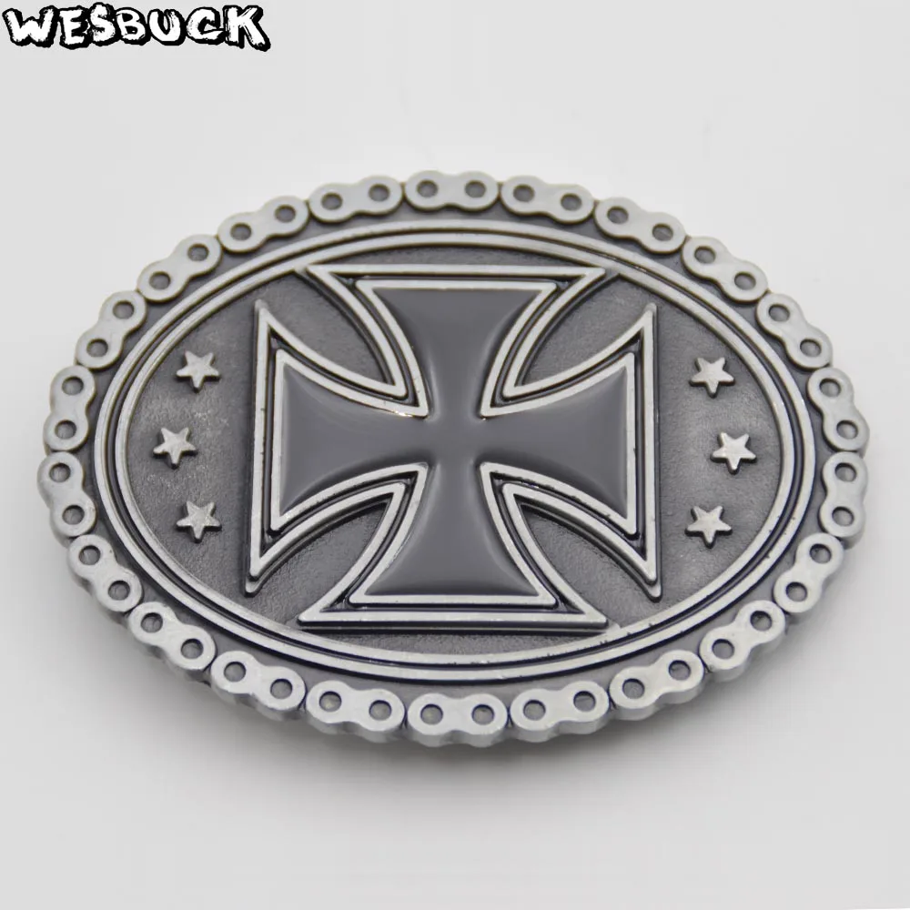 WesBuck Brand New Style High Quality Cross Men's Belt Buckle With Oval Metal Cowboy Belt Head Suitable For 4cm Wide Belt