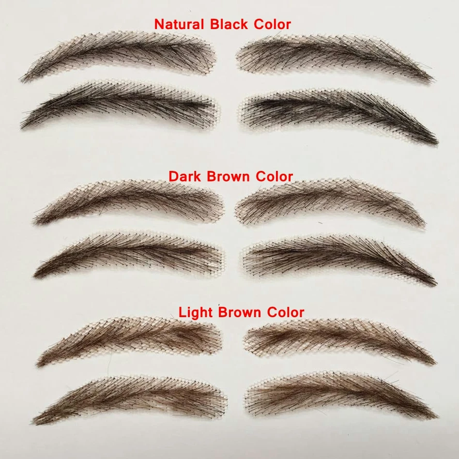 A pair of Hand Made Human Hair Eyebrow Fake Eyebrow 013 Light Brown Color Handmade Swiss Lace Invisible Reality Eyebrow