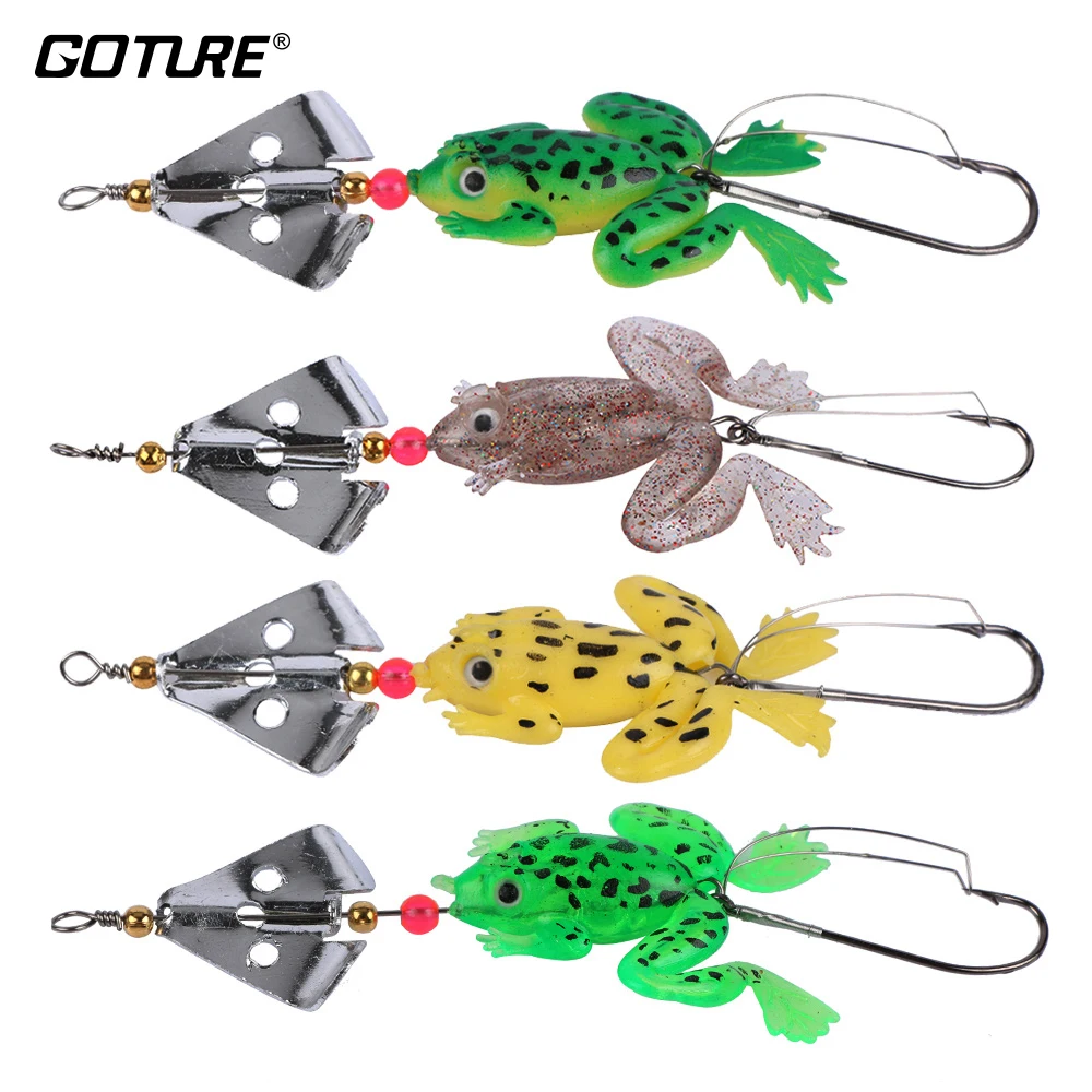 

Goture 8pcs/set Soft Fishing Lure 6.2g 9cm Buzzbait Silicone Frog Lure All for Fishing Feeder Fake Bait Carp Fishing Tackle Gear