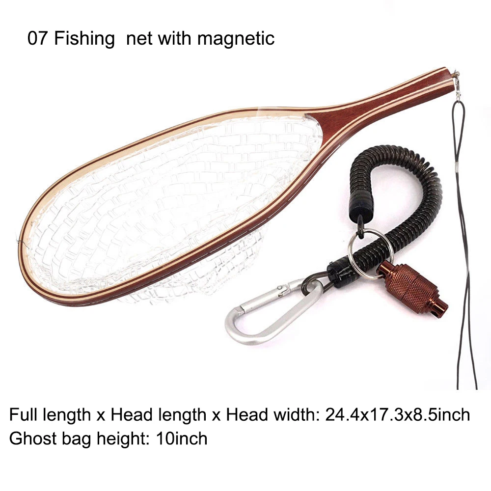 

Aventik Fly Fishing Net Mesh Wooden Handle Rubber Landing Net Catch And Release Holder Trout Fly Net With Magnetic Release