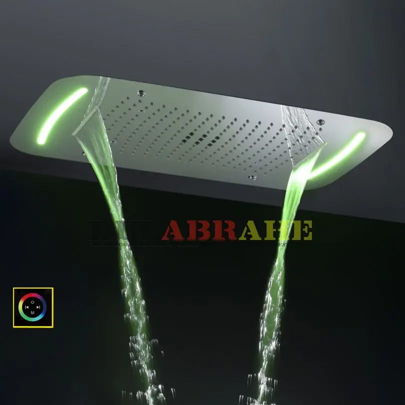 Contemporary Style Large Bathroom Shower Head Touch Panel  100V~240V Alternating Current LED Bathroom Top Shower Set