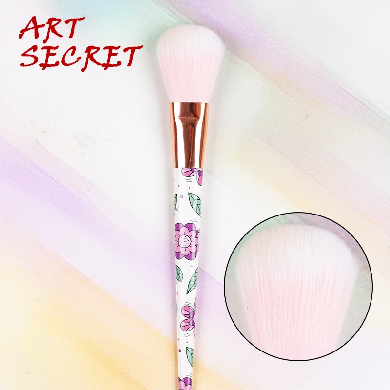 Artsecret 583402 Pro Blusher Cosmetische Tool Make-Up Borstel Zachte Synthetische Duo Fiber Rose Goud Ferrule Plastic Handvat Met Patroon