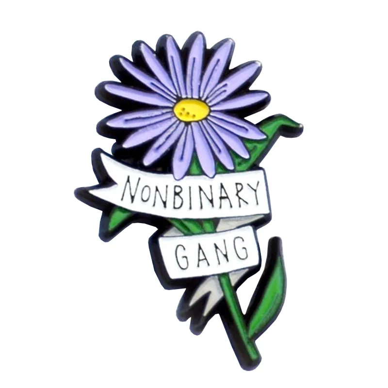 Nonbinary Gang Not all gangs are girl gangs - genderqueer flower Enamel Pin