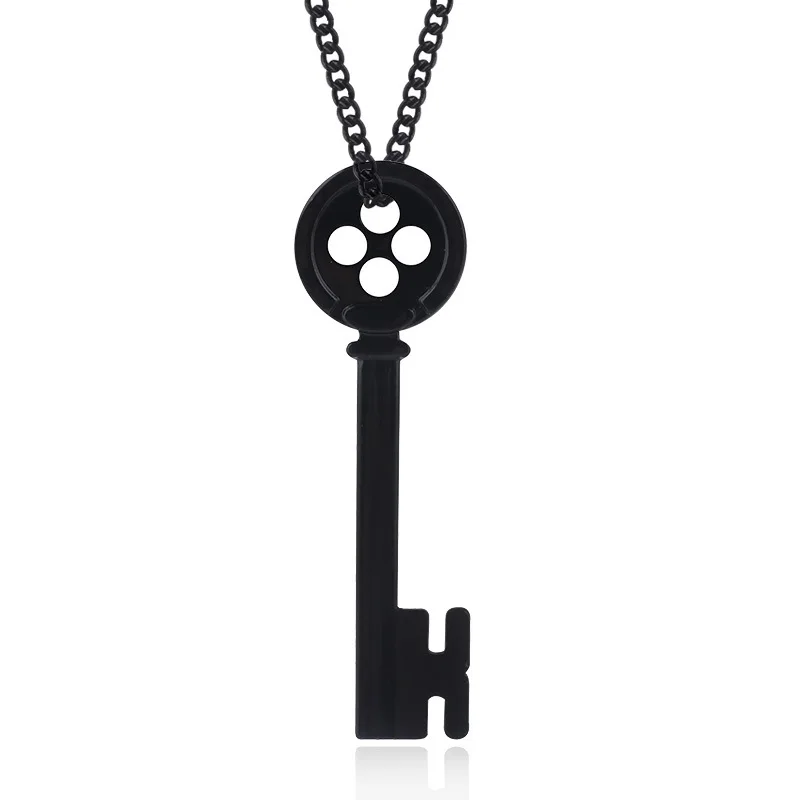 Anime Film Caroline Fashion Black Key Pendant Necklaces for Fans Halloween Gift Funny Jewelry Economic Gift For Friends