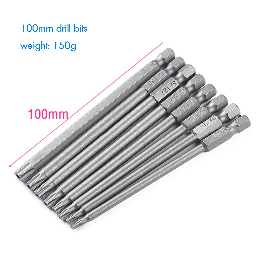 8 Cái/bộ Chuôi Lục Giác Từ Tua Vít Đầu Torx Bit 100Mm/150Mm S2 Rỗng Tua Vít Đầu Torx Bit Sửa Chữa dụng Cụ T8-T40