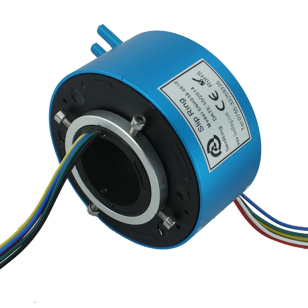 Rotating electrical contact bore size 38.1mm (1.5'') of through hole slip ring 2 circuits 10A +4 signal circuits