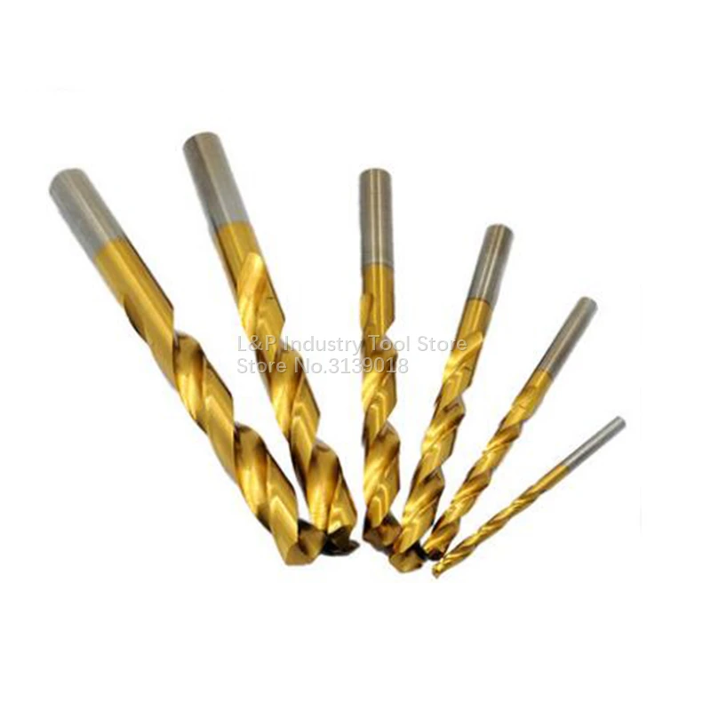 10PCS/Lot New Germany Quality HSS Solid Ground Straight Shank Drill D1-9.5mm Electric Twist Drill Bit HSS-TIN DIN Ti-coated