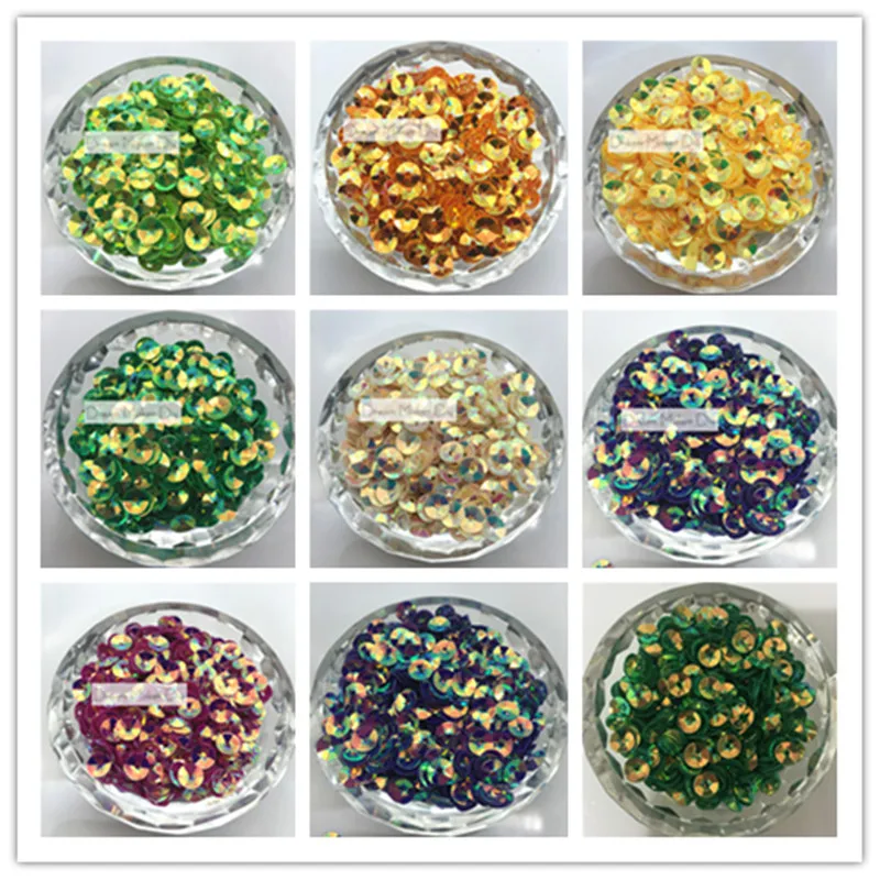 1500pcs(25g) 6MM Deep Cup Round 9 Brilliant colors PVC loose Sequins Paillettes for manicure/sewing/wedding decoration confetti