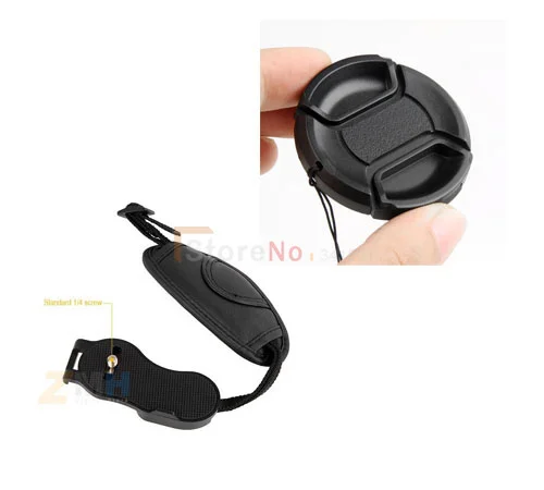 2 in1  37mm Lens Cap Cover + Wrist Hand grip strap For  Lumx DMC GF5 GF3 GF2 GX1 X14-42mm