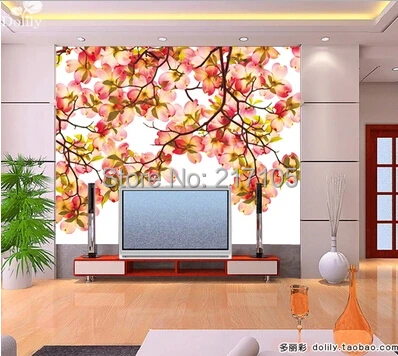 Free shipping large murals TV setting wall flowers - primroses murals