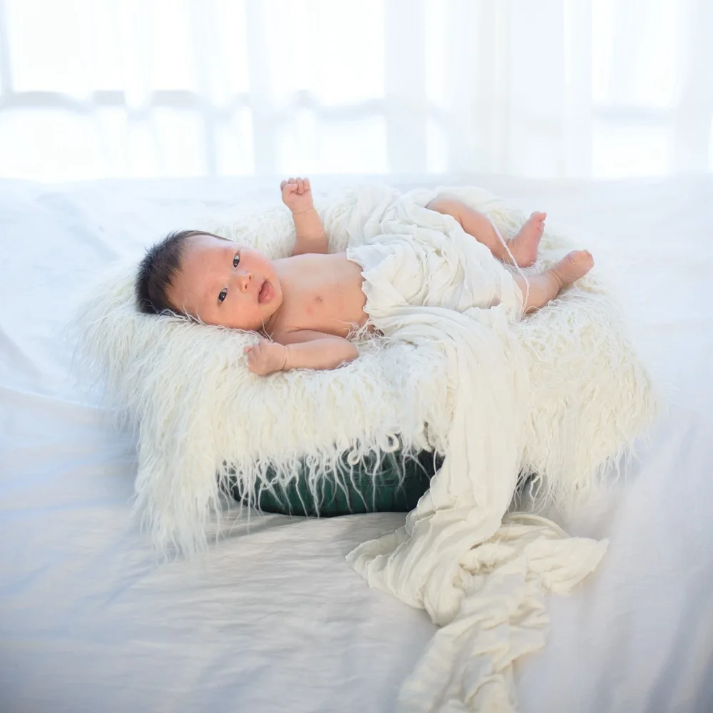 80 x 50cm Newborn Baby Infant Photo Blanket Fake Fur Rug Blankets Plush Photography Background Props Basket Stuffer Filler