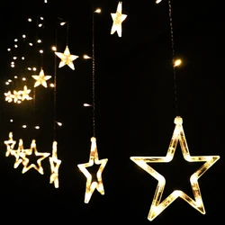 Luzes de natal 220v ue/eua plug 2m 168leds romântico fada estrela cortina led string luz casamento guirlanda festa decoração