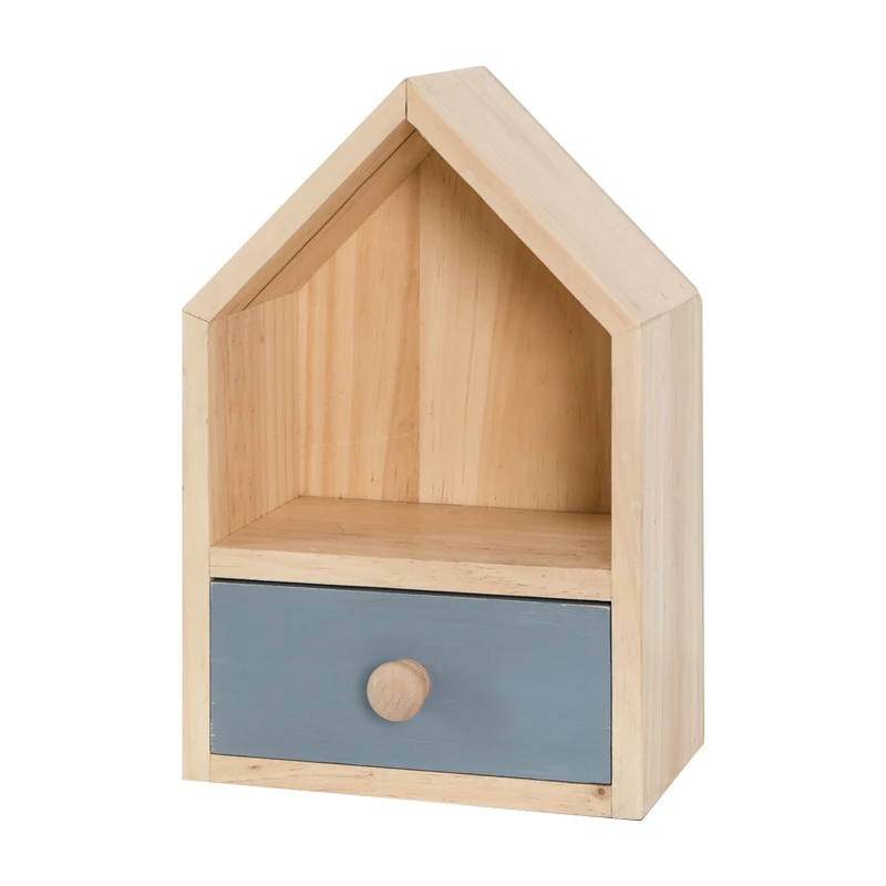 small fresh house shape wooden storage box  Creative pastoral simple wooden drawer storage box