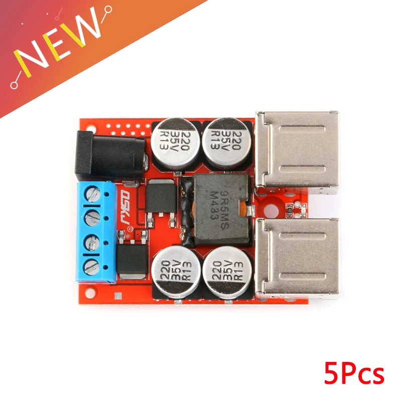 5Pcs DC-DC Vehicle Charging Board 8V-35V 5V 8A Power Supply Depressurization Module 4 Port USB Output Mobile Charger Step Down