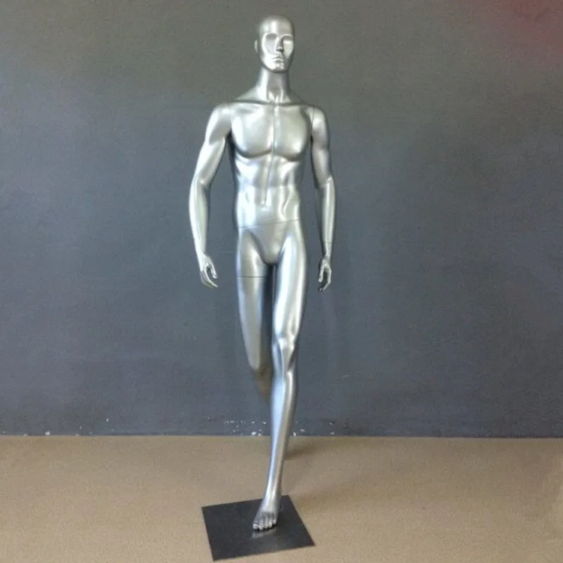 Male Whole Body Silver Walking Posture Shop Window Display Mannequin Casual Clothes Male Model Hot Sale