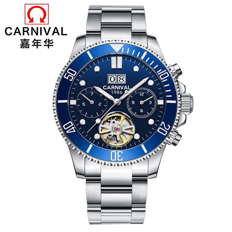 2019 Switzerland Carnival tourbillon men watch luminous luxury brand mechanical watches men full steel clock reloj uhr kol saati