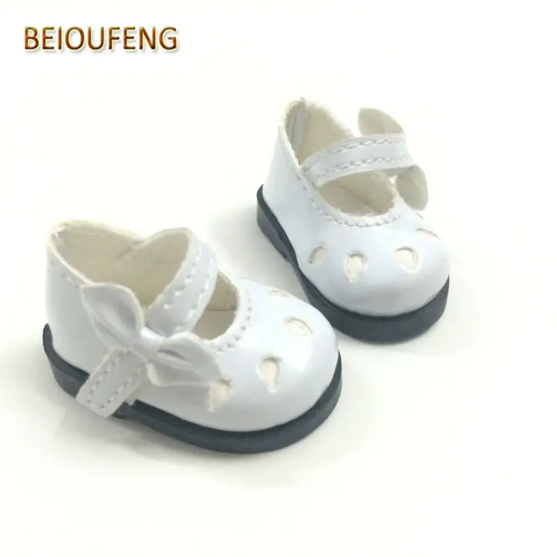 BEIOUFENG One Pair 5CM Mini Doll Shoes for Dolls,Fashion PU Toy Boot with Bow Fashion BJD Snickers Shoes for Dolls Accessories