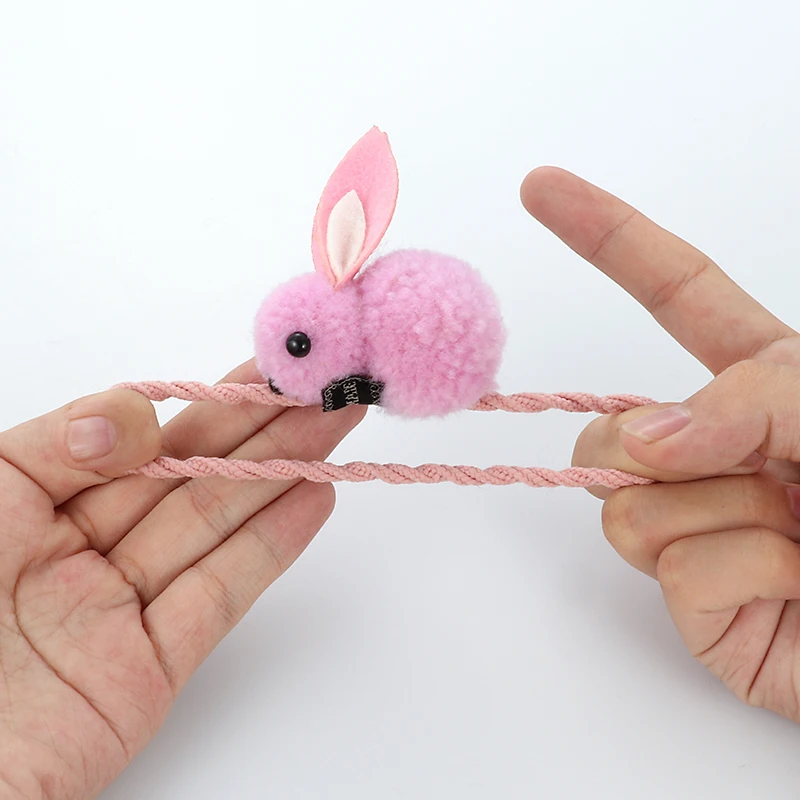Cute animal hair ball rabbit hair ring girls rubber band elastic hair bands Korean headwear children hair Accessories ornaments image 3