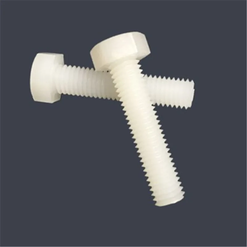 5PCS M10 M12 M14 PVDF Polyvinylidene Plastic HEXAGON SET SCREWS Hexagonal Screws Outside Hex Bolt