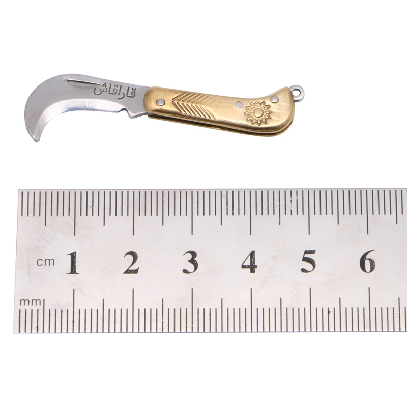 Retro Carving Small Pocket Keychain Tactical Mini Folding Folder Knife Brass New