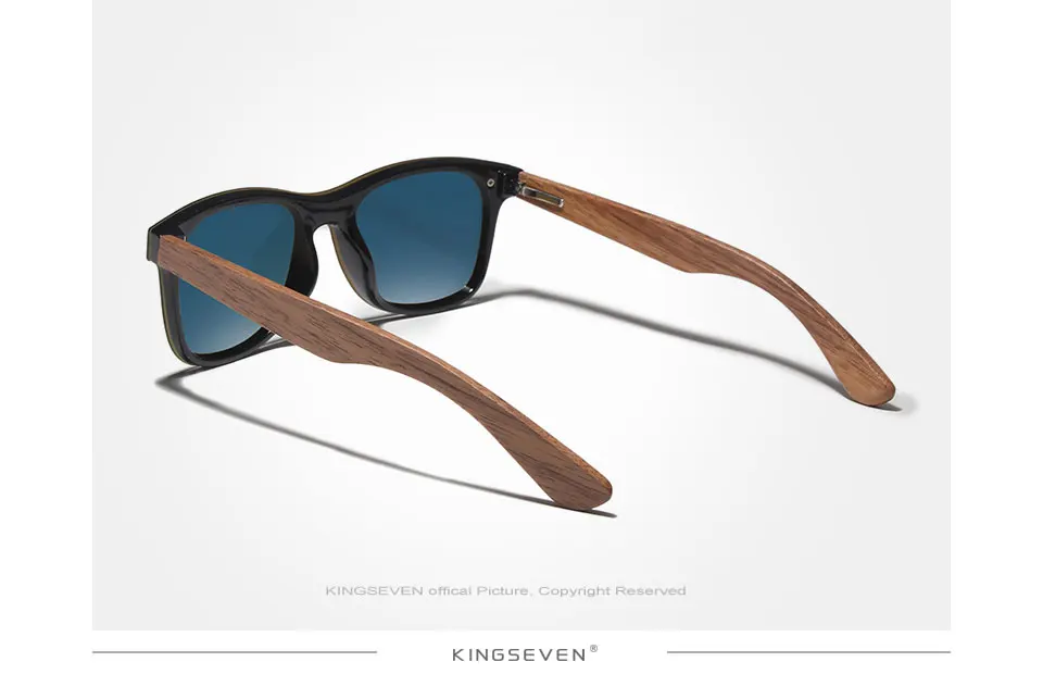 KINGSEVEN 2024 Handgefertigte Serie Herren-Sonnenbrille Polarisierte Walnuss-Holz-Spiegelbrille Damen Vintage Oculos de Sol mit Holzetui – Detail 6