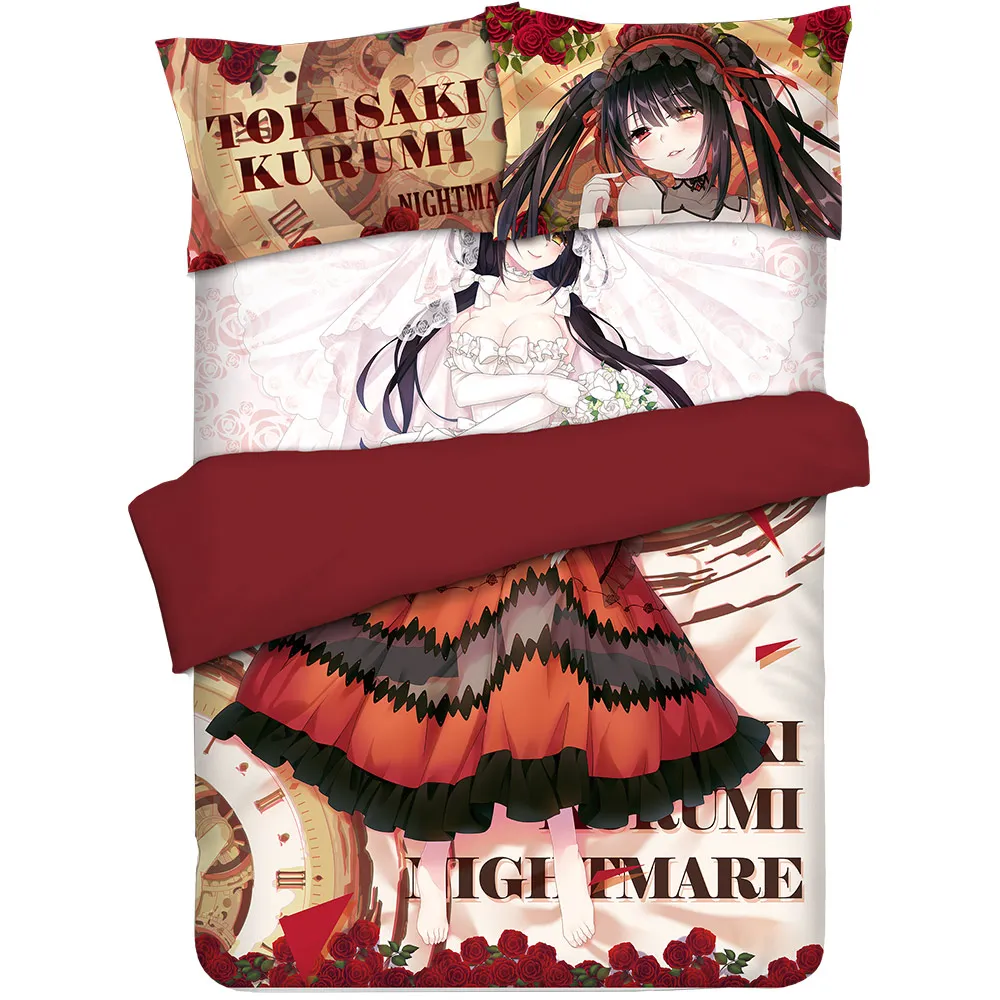 

Anime JK DATE A LIVE Tokisaki Kurumi Nightmare Cosplay Cartoon Bedding Comforter Sets Bed Flat Sheet Duvet Cover Pillowcase