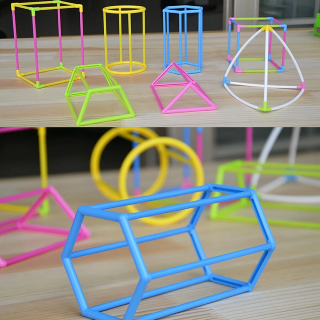 3D Geometric Shape Building Set W/ Box For Kids Mathematics Teaching Aids