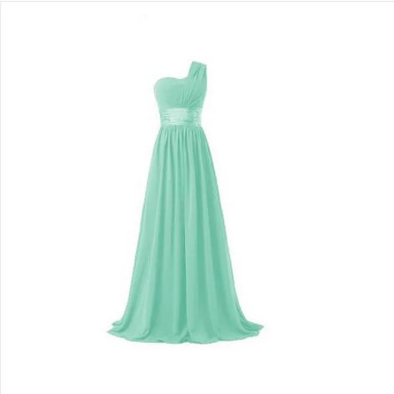 2017 longo da dama de honra vestido de um ombro uma linha de chiffon para mulheres moda estilo elegante roxo azul mint rosa