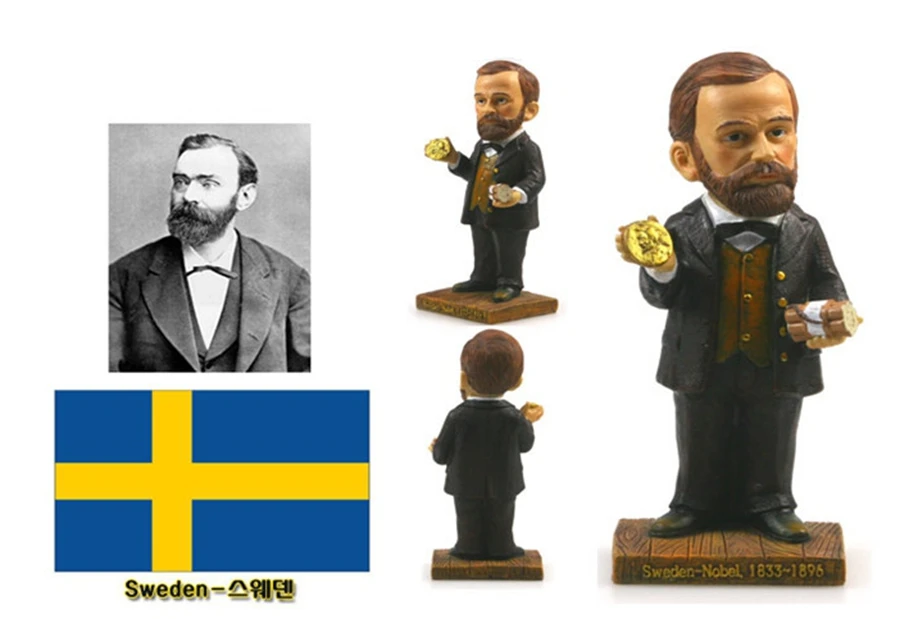 

Hot Sale Hand-painted Sweden Nobel Resin Crafts World Celebrity Statue Tourism Souvenir Gifts Collection Home Decortion