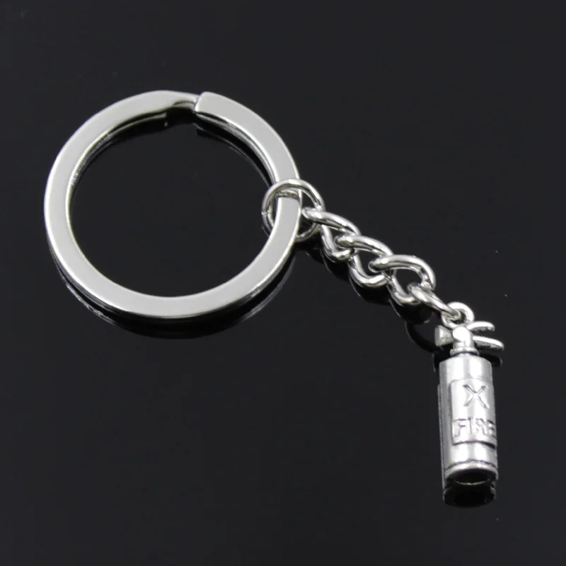 New Fashion Men 30mm Keychain DIY Metal Holder Chain Vintage Fire Extinguisher Fireman 23x6x6mm Silver Color Pendant Gift