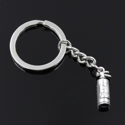 New Fashion Men 30mm Keychain DIY Metal Holder Chain Vintage Fire Extinguisher Fireman 23x6x6mm Silver Color Pendant Gift