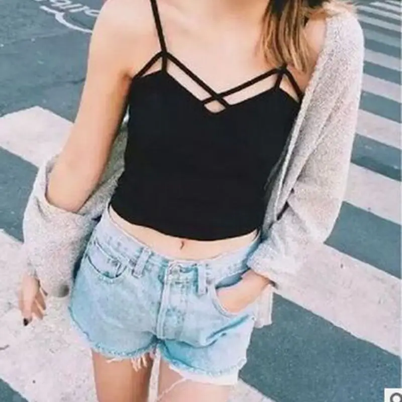 

Sexy Crop Top Women Pad Bra Bustier Bralette Top 2019 Solid Padded Camisole Female Ladies Tank Tops Femme Black W3