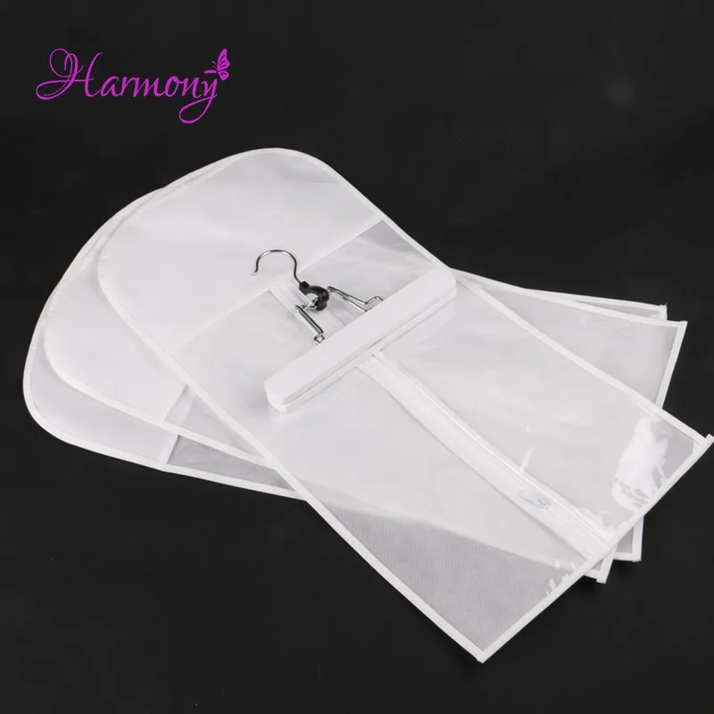 10sets White and Black Zipper Hanger Hair Extension Packaging Suit Case Bag for Weft Hair extensions