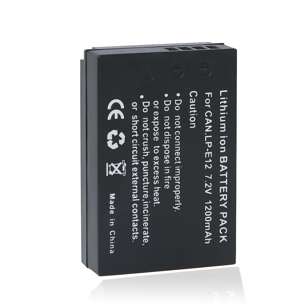 Venta al por mayor 5 unids/lote LP-E12 LPE12 7,2 V 1200mAh cámara de batería digital para Canon EOS M M2 100D Rebel SL1 Kiss X7 EOSM EOSM2 EOS100D