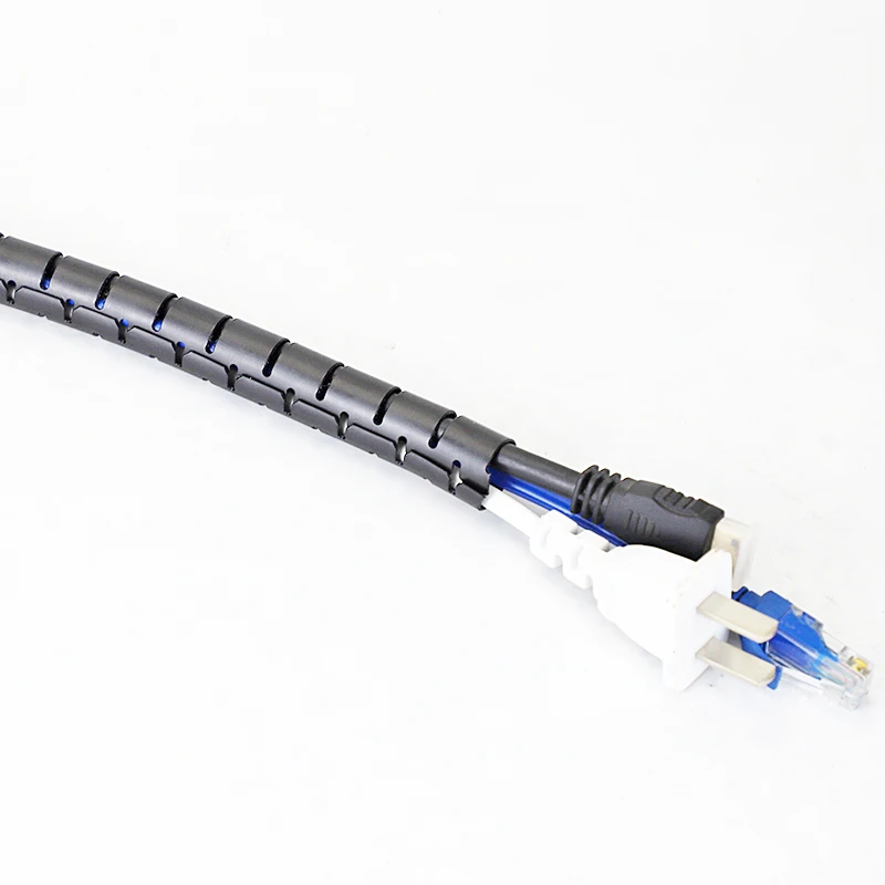 5M Penjepit Tabung Penyimpanan Kawat Pengatur Selongsong Kabel Pelindung Kabel Pembungkus Pipa Perangkat Manajemen Spiral Fleksibel