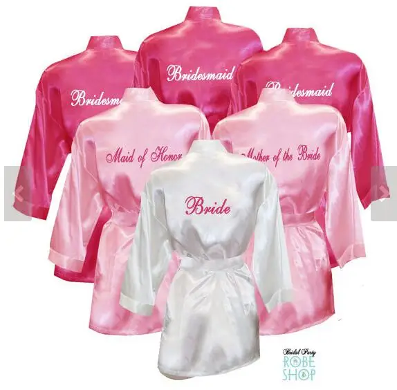 

Personalized text Wedding silk satin Bridal Shower pajamas nightgown Robes Hens Night Bachelorette Party favors decorations