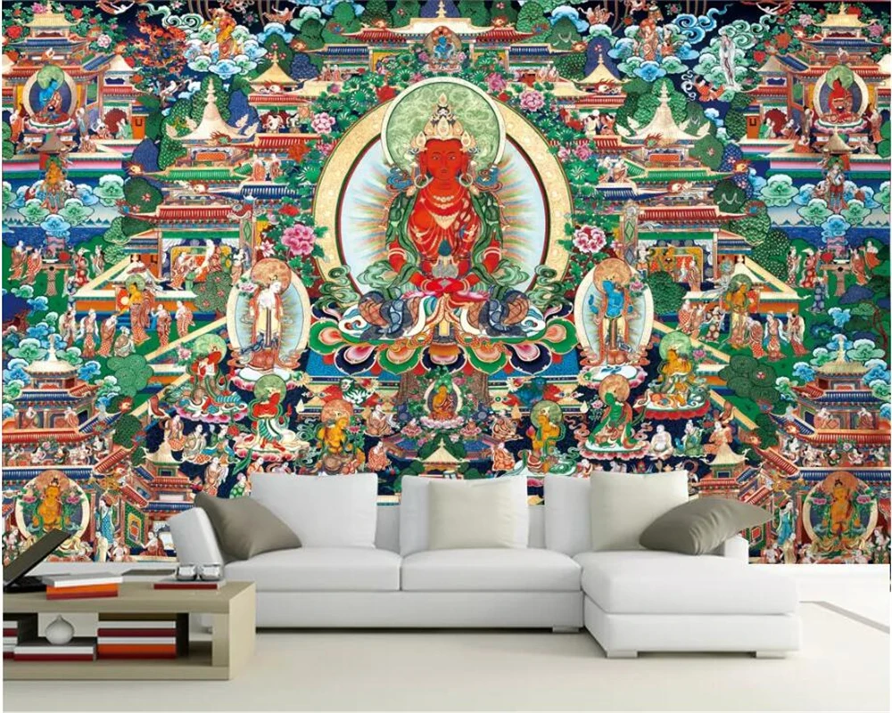 beibehang Custom wallpaper 3d temple Buddhist mural bodhisattva like background wall painting living room bedroom 3d wallpaper