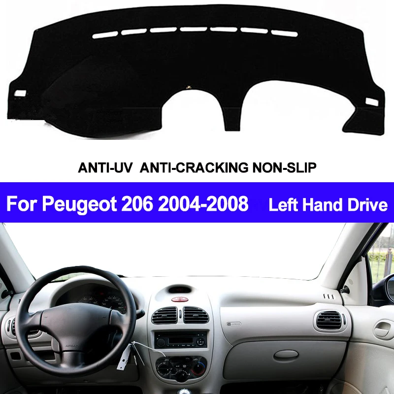 TAIJS Car Dashboard Cover Dash Mat For Peugeot 206 2004 2005 2006 2007 2008 Dashmat Pad Anti-slip Carpet ANti-UV