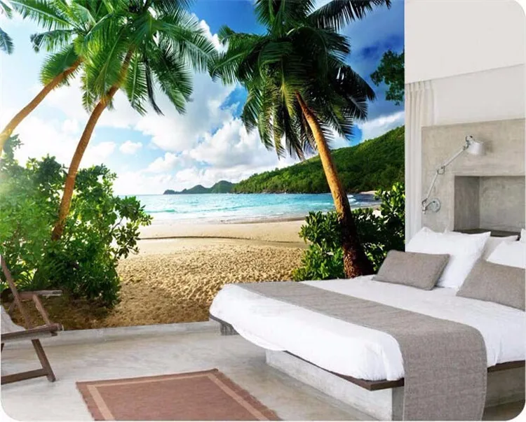 

photo wallpaper High quality 3d wall paper Sea palm beach island Travel TV sofa backdrop bedroom large wall mural wallpaper