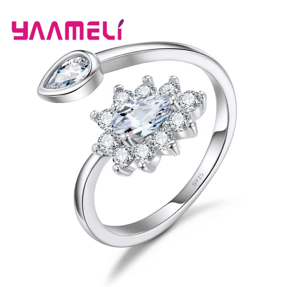 Fashion Wedding Engagement 925 Silver Color  Rings For Women Leaf   Shape with AAA Cubic Zircon Surround Jewelry Bijoux