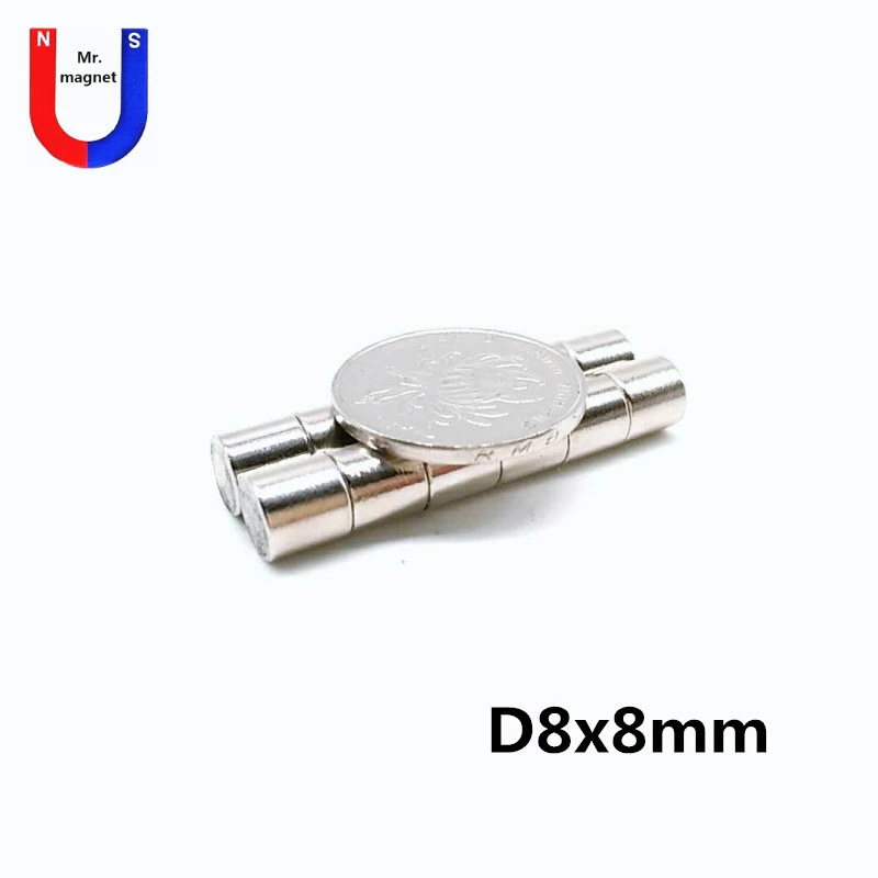 

50pcs 8x8 mm Cylinder Neodymium Magnets Disc 8mmx8mm Magnetic Strong Small Round N35 Iman Rare Earth Super Powerful Bar Magnet