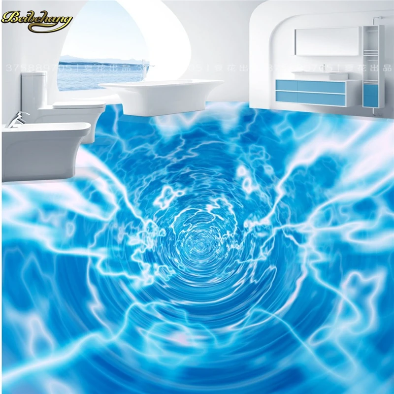 beibehang Custom Photo 3D Floor Painting Wallpaper Seawater Ripple Vortex 3D 3D Ocean Theme Landmark papel de parede