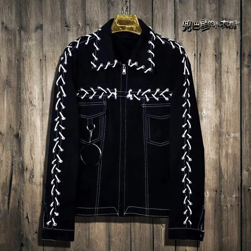 

2018 New vintage ribbon denim jacket for men and women with the same street trendM-XXL! Fashionable men's coat