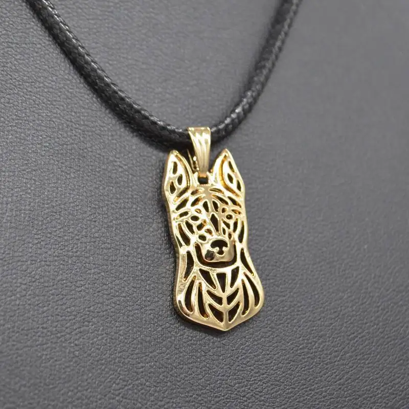 Hot Sale Rope Chain Women's Pet Dog Shaped Necklaces Hollow Out Dutch Shepherd Necklaces